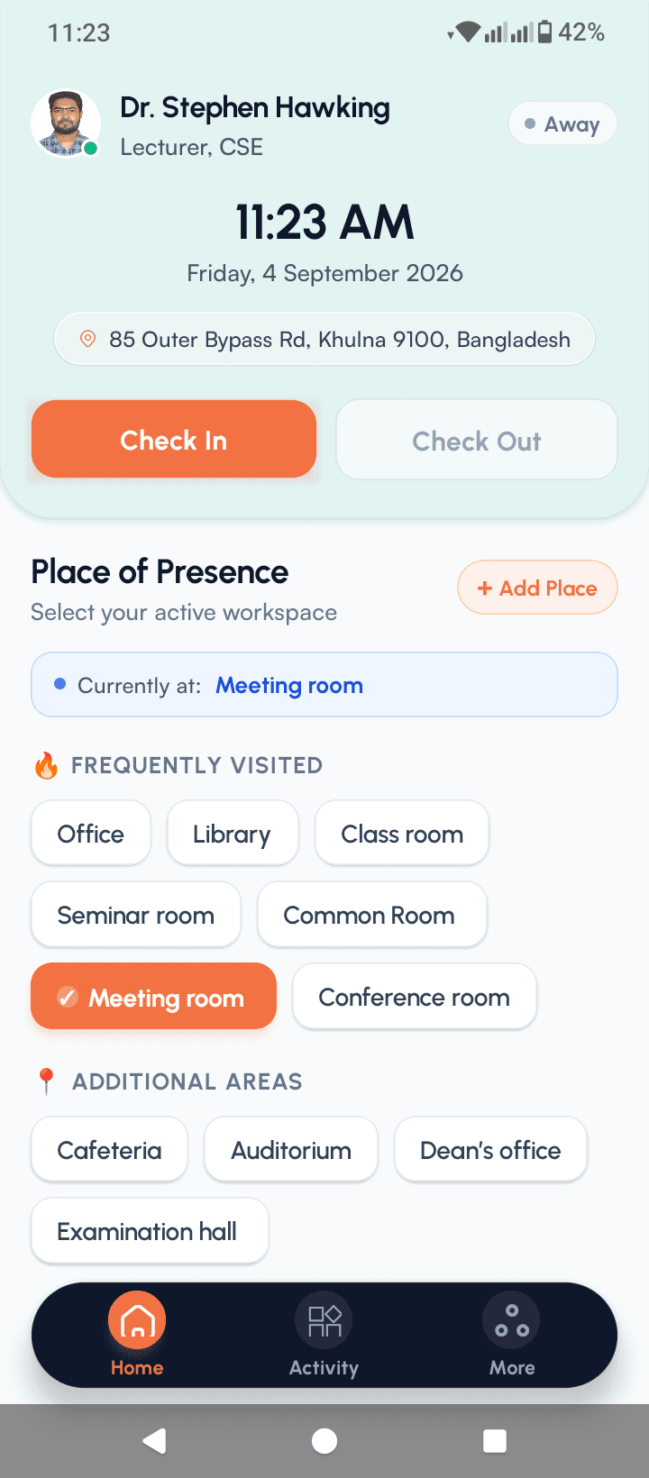 Presence Control Dashboard